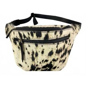 NEW SHOWMAN women's hair on cowhide design hip pack bag in beige